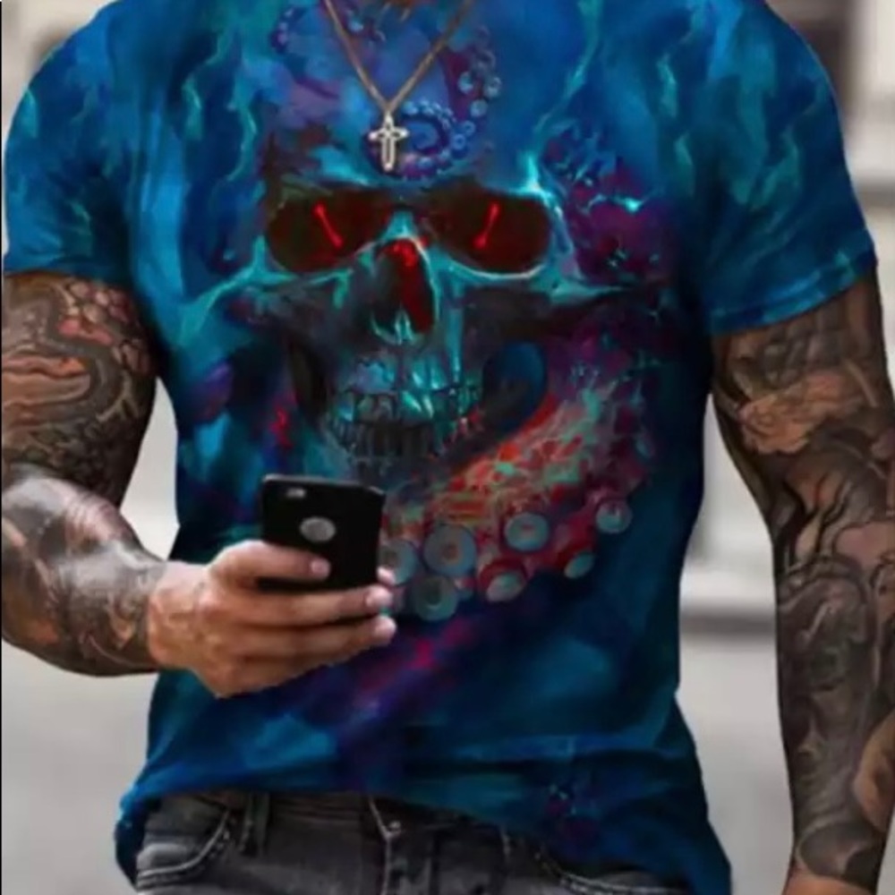 Skull Blue T-shirt ‼️‼️SALE‼️‼️